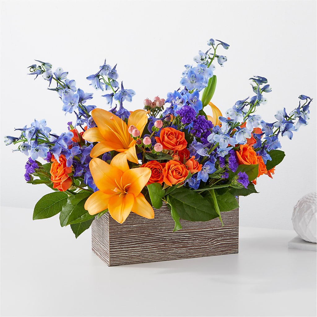 Radiant Citrus Box Bouquet – Bulldog Flowers, Athens GA