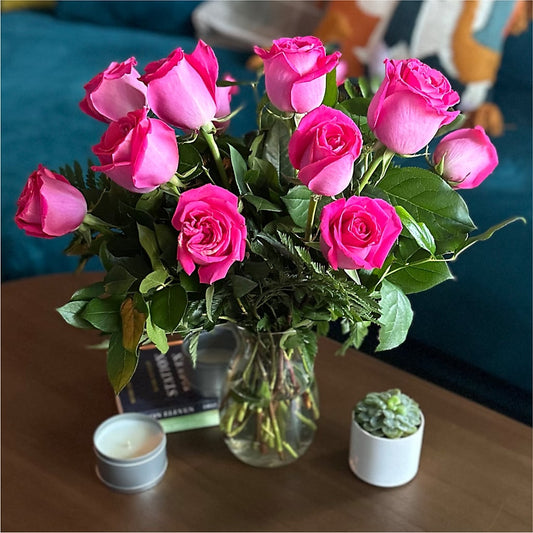 Long Stem Pink Rose Bouquet – Bulldog Flowers, Athens GA