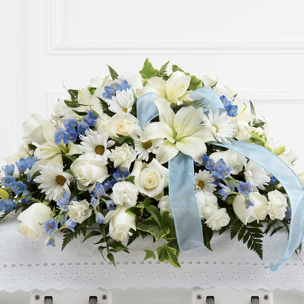 Tender Treasure Casket Spray – Bulldog Flowers, Athens GA