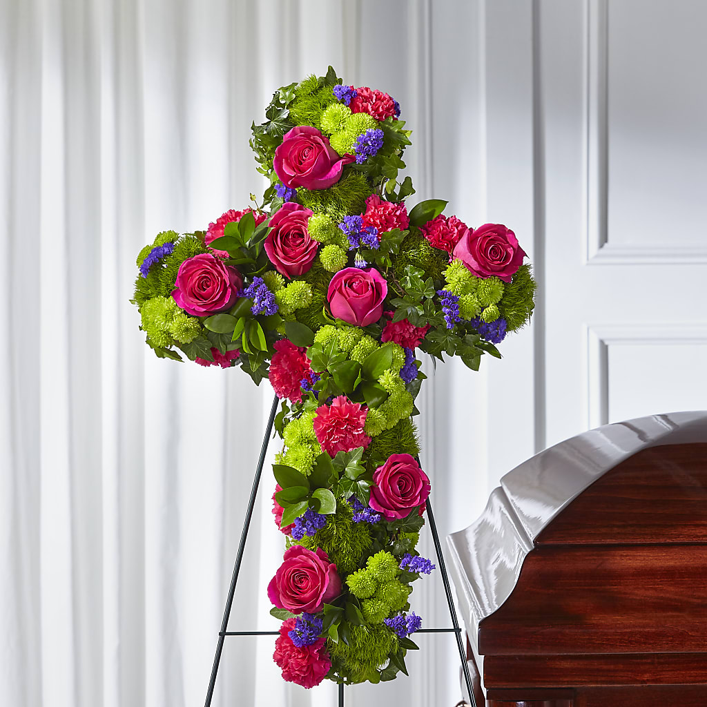 Tribute Rose Floral Cross – Bulldog Flowers, Athens GA