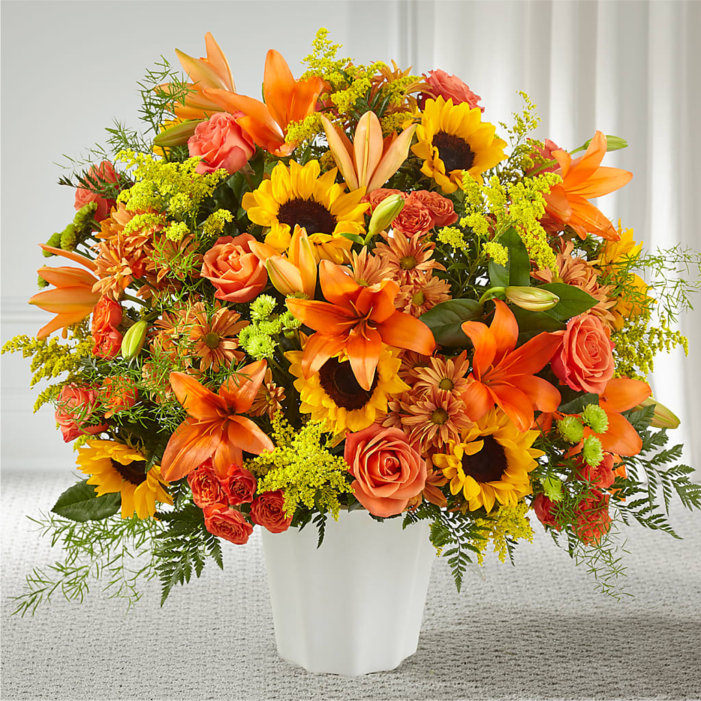Harvest Thoughts Floor Basket – Bulldog Flowers, Athens GA