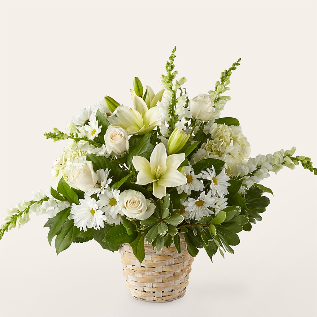 Ivory Elegance Floral Basket – Bulldog Flowers, Athens GA