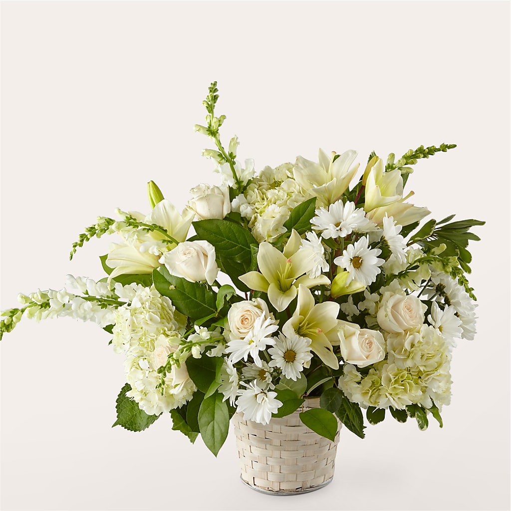 Ivory Elegance Floral Basket – Bulldog Flowers, Athens GA