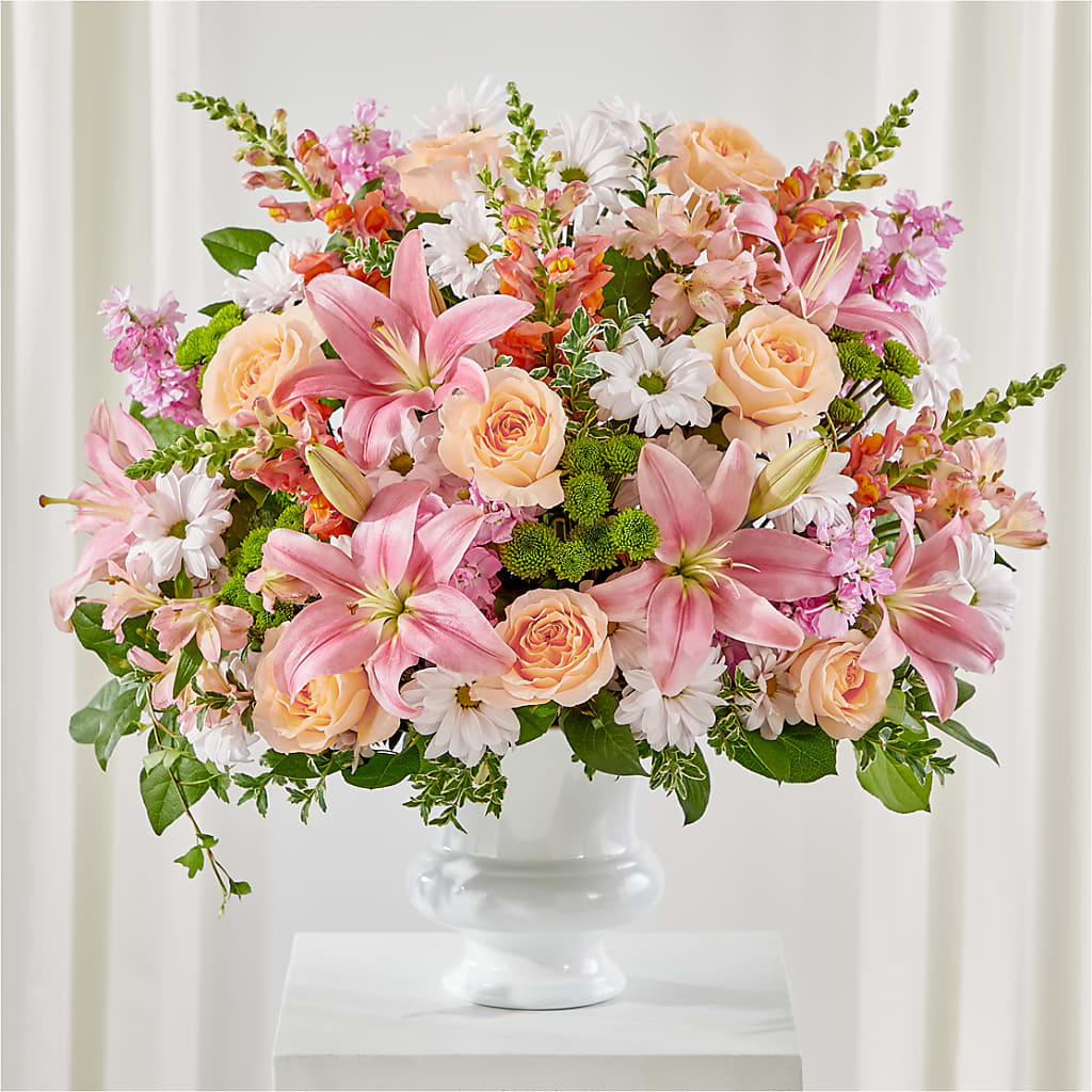 Heartfelt Gesture Urn Arrangement – Bulldog Flowers, Athens GA
