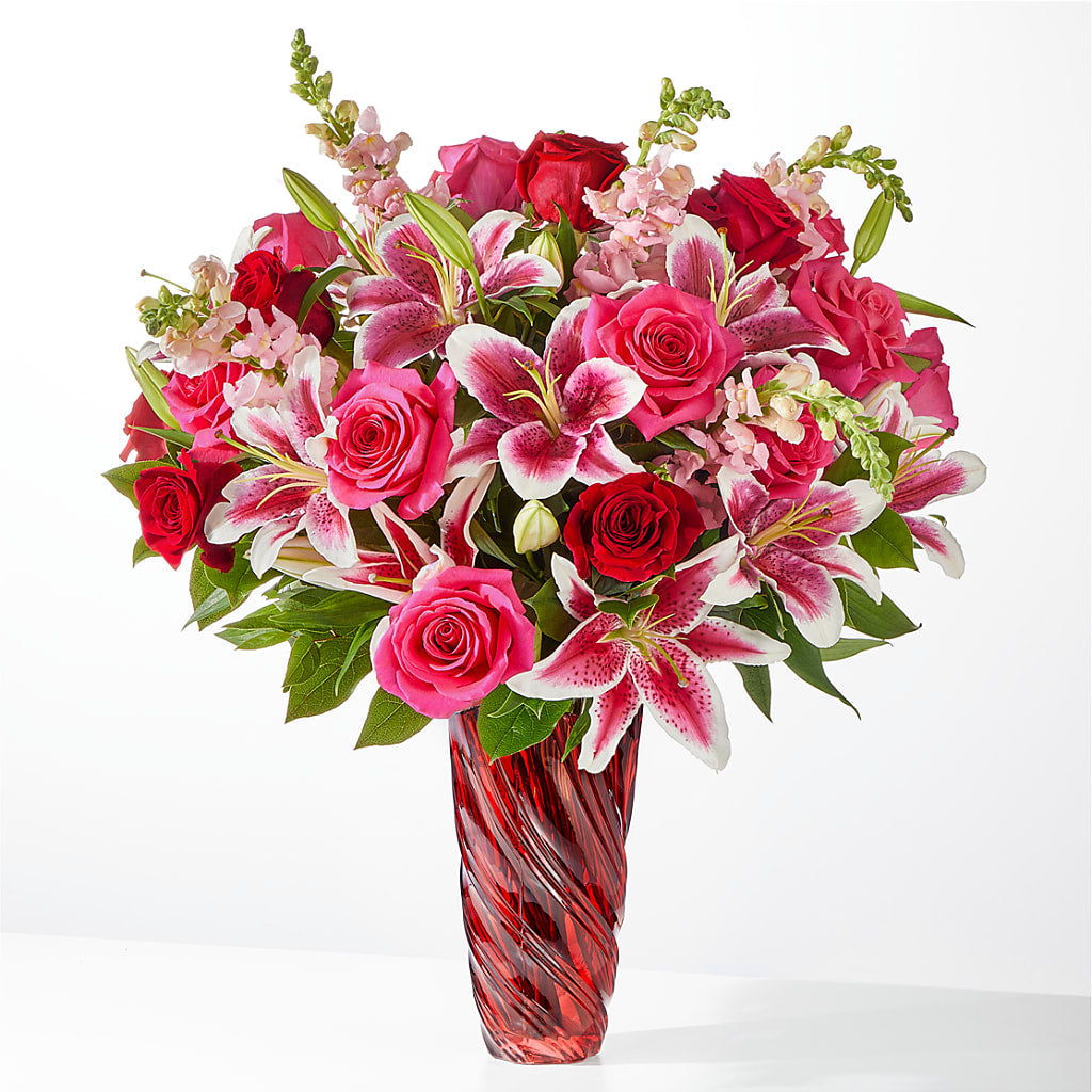 Always You Bouquet with Luxe Swirl Vase – Bulldog Flowers, Athens GA