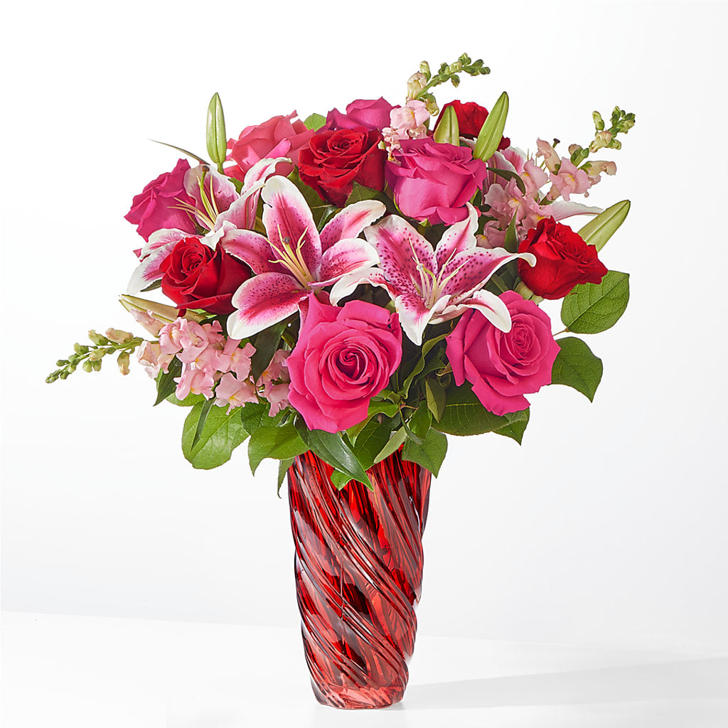 Always You Bouquet with Luxe Swirl Vase – Bulldog Flowers, Athens GA