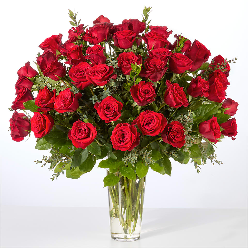Forever Yours Fifty Stem Red Rose Bouquet – Bulldog Flowers, Athens GA