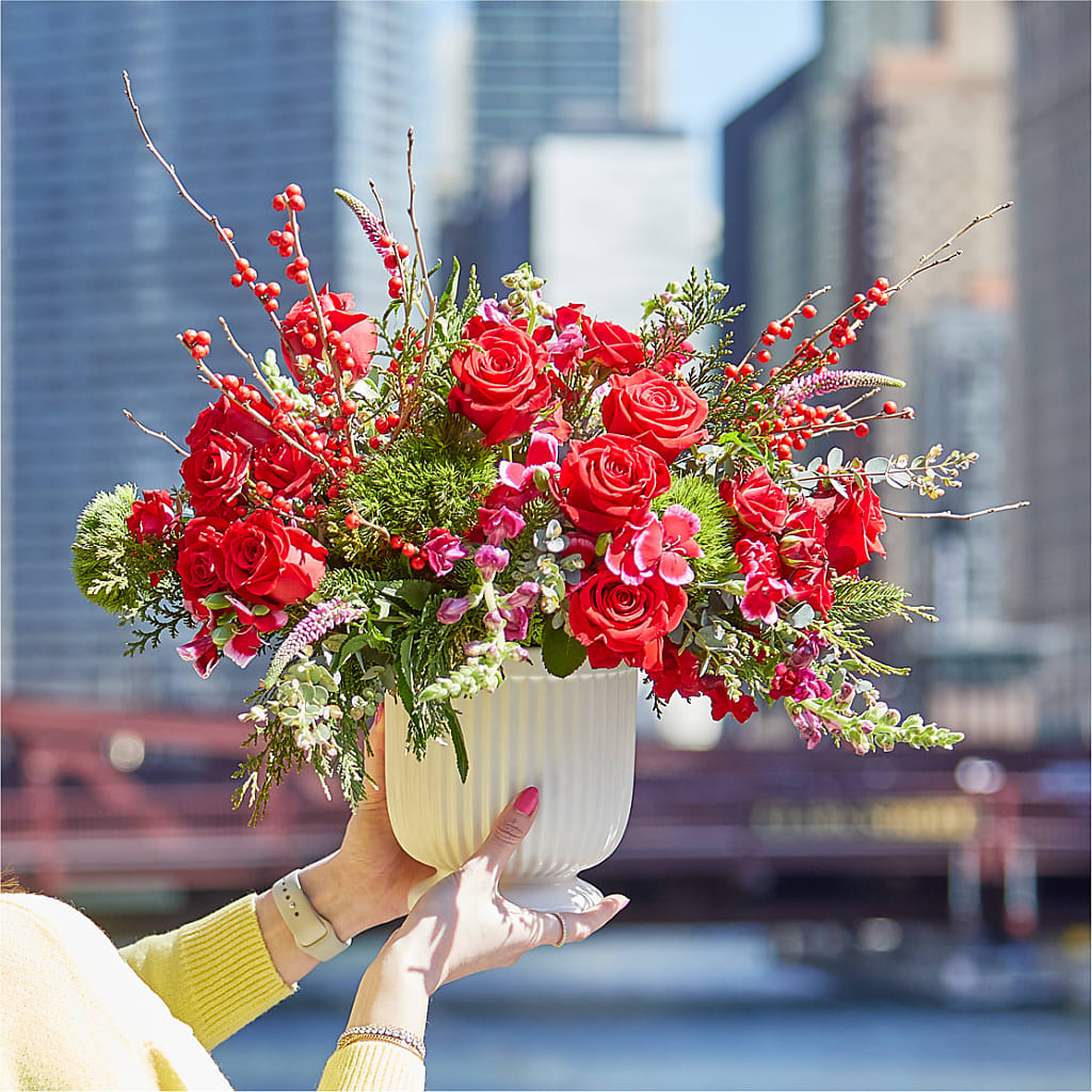 Big Red Bow Bouquet –  Bulldog Flowers, Athens GA