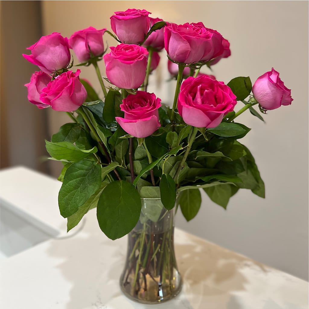 Long Stem Pink Rose Bouquet –  Bulldog Flowers, Athens GA
