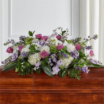 Meadows of Serenity Casket Spray –  Bulldog Flowers, Athens GA