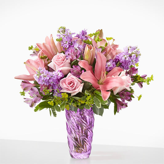 Precious Petals Bouquet with Luxe Swirl Vase –  Bulldog Flowers, Athens GA