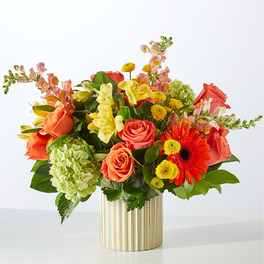 Autumn Sunshine Bouquet with Ivory Vase –  Bulldog Flowers, Athens GA