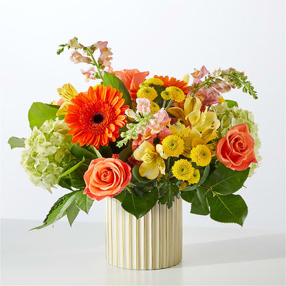 Autumn Sunshine Bouquet with Ivory Vase –  Bulldog Flowers, Athens GA