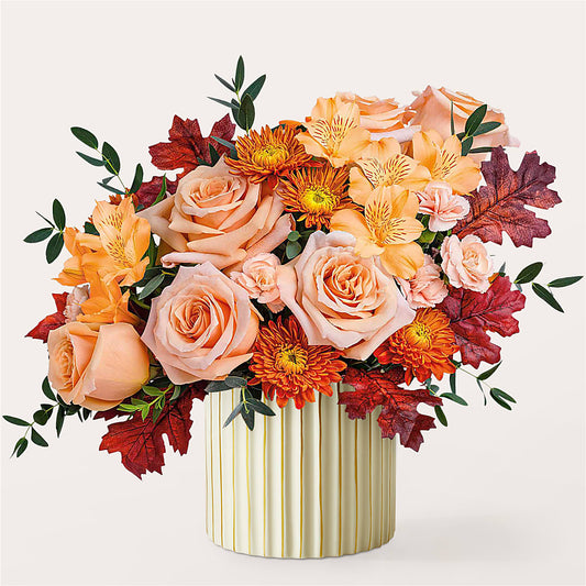 Spiced Latte Bouquet with Ivory Vase –  Bulldog Flowers, Athens GA