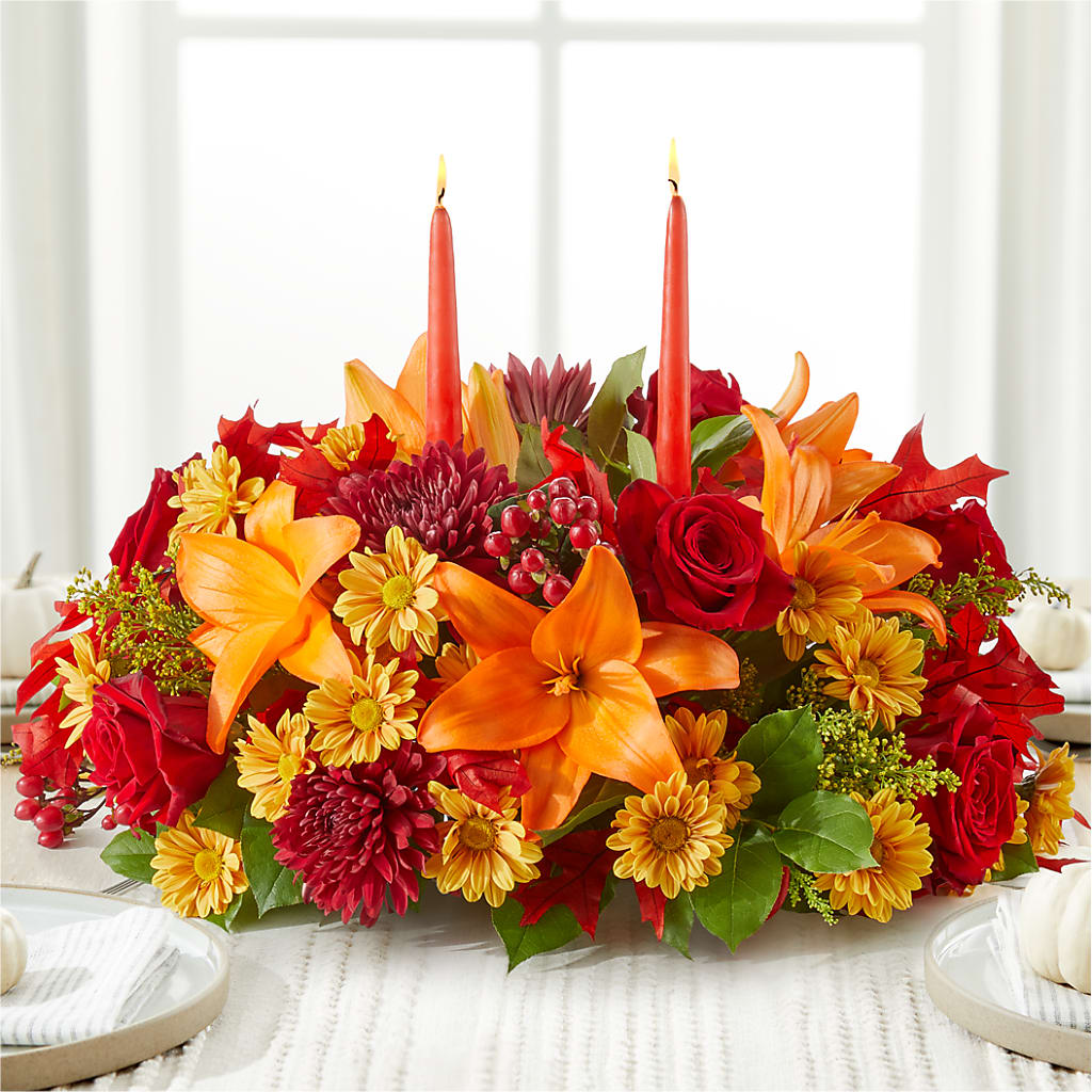 Autumn's Embrace Centerpiece –  Bulldog Flowers, Athens GA