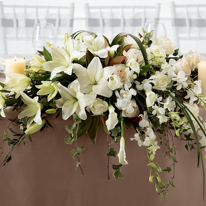 White Linen Arrangement –  Bulldog Flowers, Athens GA