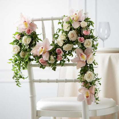 Orchid Rose Chair Décor –  Bulldog Flowers, Athens GA
